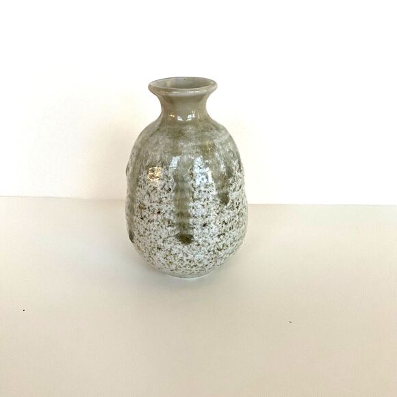Mino ware Japan Pottery Tokkuri Sake Bottle Stone Beige - Picture 3 of 7